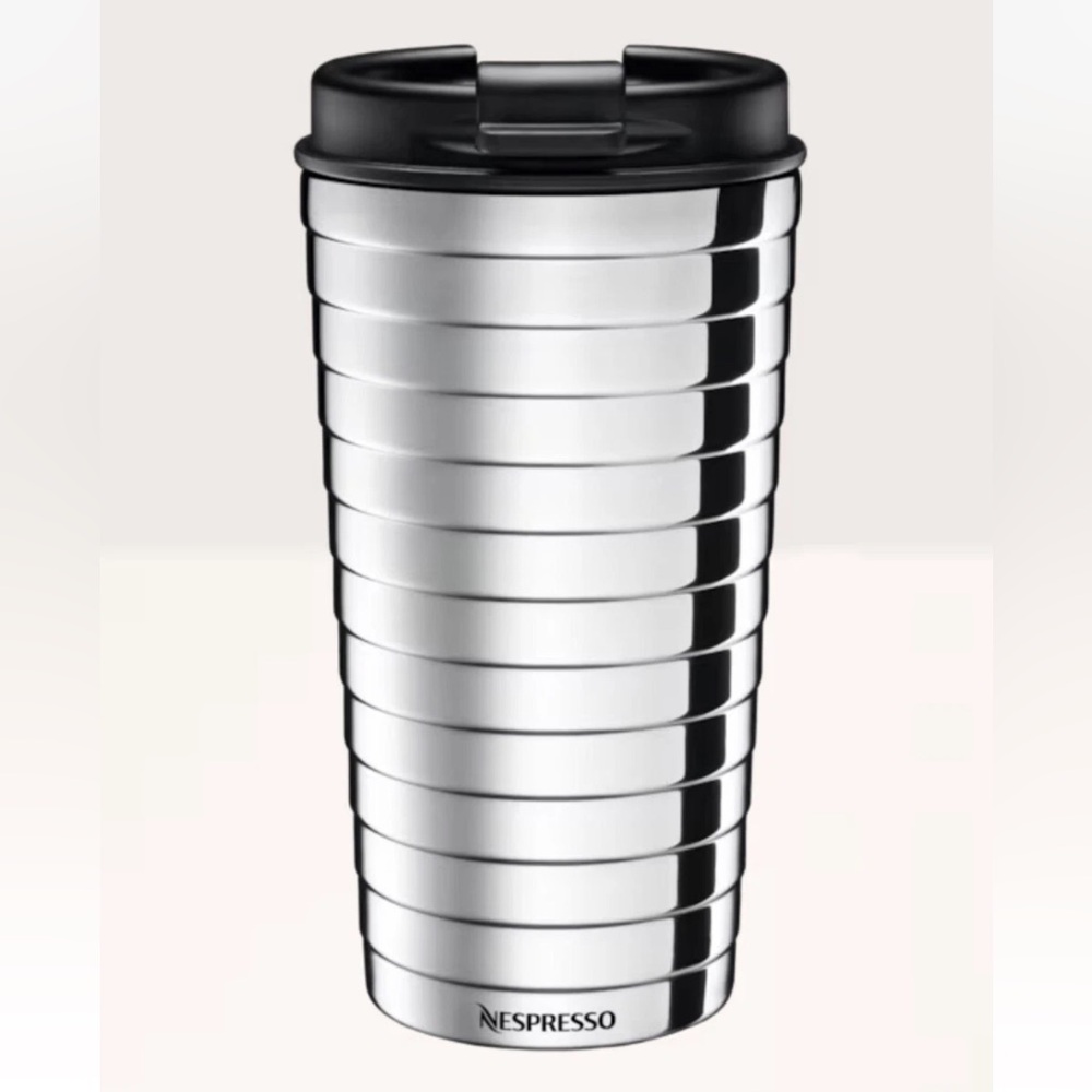New Nespresso Touch Travel Mug Nomad, stainless steel silver 11.67oz & tote bag